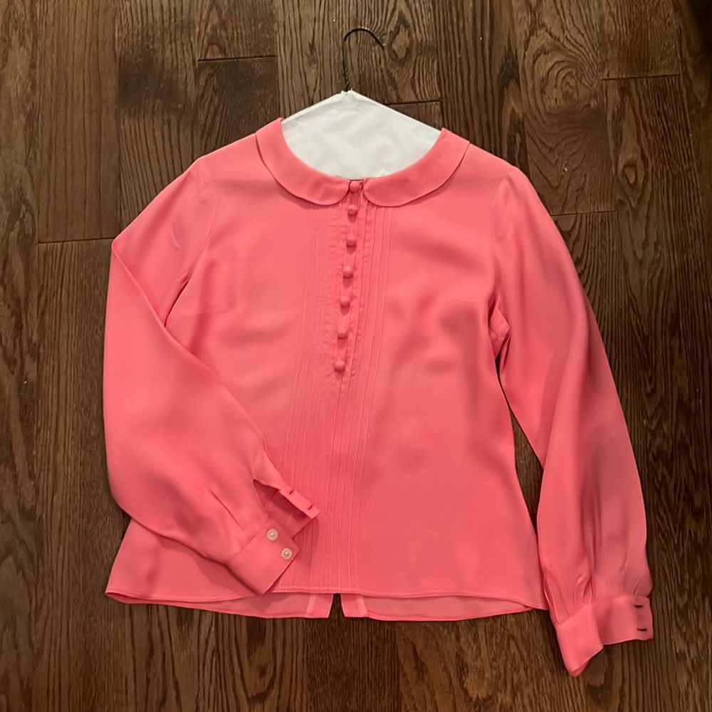 Vintage retro hot pink women’s button up blouse
